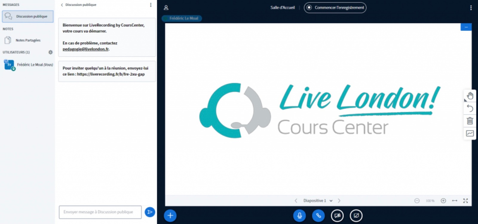 Classe virtuelle Live Recording